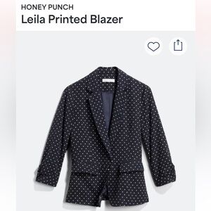 Honey Punch XL navy with white polka dot blazer EUC